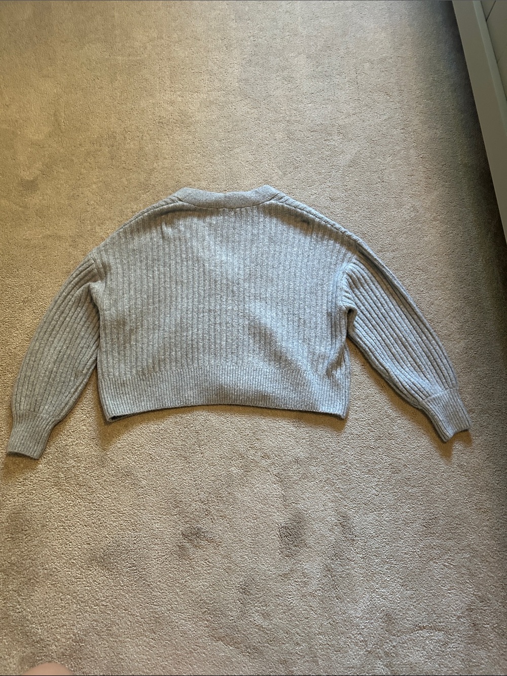 Dynamite Light Gray Ribbed V-Neck Button Cardigan - Picture 3 of 3